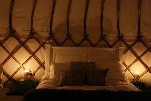 Romantic yurt by candlelight
