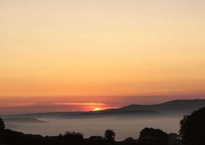 Sunset over Dartmoor countryside